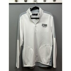Iowa Hawkeyes Sweatshirt Mens Medium White Gray NCAA Football Quarter Zip
